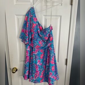 Lily Pulitzer one-sleeved romper.